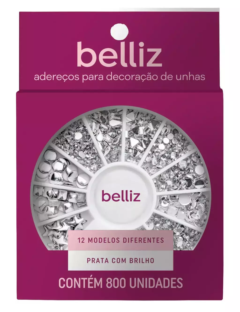ADERECOS PARA DECORACAO DE UNHAS BELLIZ PRATA