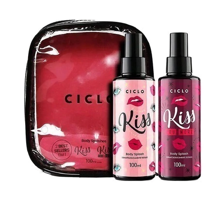 KIT CICLO KISS BODY SPLASH 100ML + KISS YOU MORE BODY SPLASH 100ML + ESTOJO