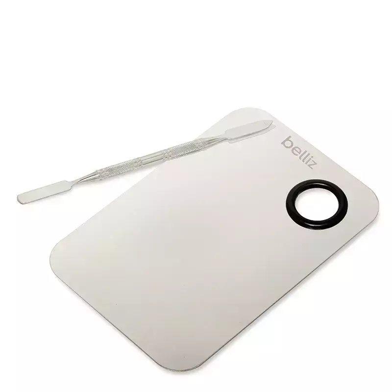 PALETA DE METAL BELLIZ PARA MISTURA DE MAQUIAGEM C/ ESPATULA