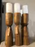CANDELABROS DE MADERA + VELA