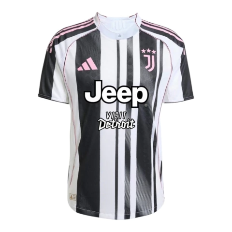 Camisa Juventus I 25/26 - Torcedor Adidas Masculina - Preta e branca com detalhes em rosa