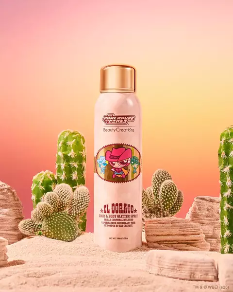 Powerpuff Girls X Beauty Creations – Spray de Glitter para Cuerpo y Cabello “El Dorado”