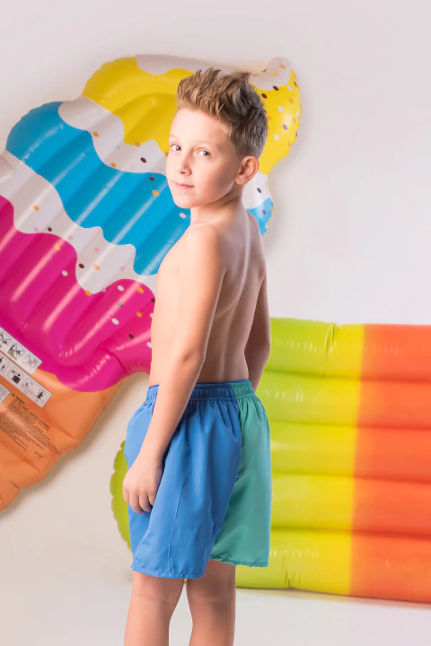 SHORT DE BAÑO COMBINADO AZUL-AQUA - comprar online