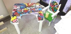 Mesa Infantil, 2 Sillas, Escotadura, Vinilo Pizarra/pizarrón - Crecer en colores