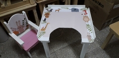 Mesa Infantil, 2 Sillas, Escotadura, Vinilo Pizarra/pizarrón - tienda online