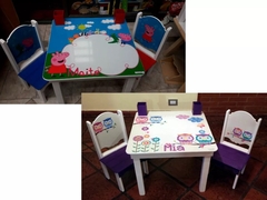 Mesa Infantil Didáctica + Dos Sillas, Pizarra Y Lapiceros - tienda online