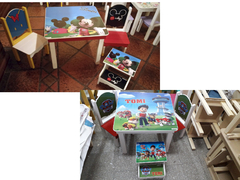 Combo Mesa Infantil + Dos Sillas + Banquito Escalera