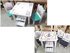 Combo Mesa Infantil + Dos Sillas + Banquito Escalera - Crecer en colores