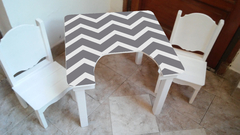 Mesa Infantil, 2 Sillas, Escotadura, Vinilo Pizarra/pizarrón - tienda online