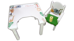 Mesa Infantil con Escotadura + 1 Silla Apoyabrazos y stop