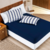 Jogo De Lençol Marin Cama Casal King 03 Peças Toque Macio Malha 100% Algodão Estampado Azul Marinho