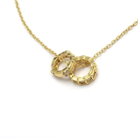 CADENA ESPIRAL CON CUBIC 40 A 45 CM ACERO DORADO (C29991)