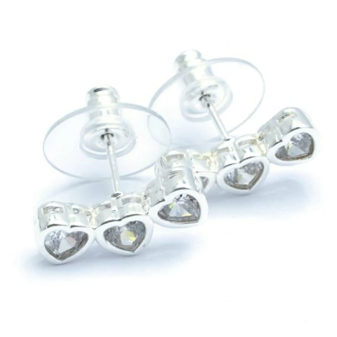 AROS TRES CORAZONES CUBIC 1,5 CM ACERO BLANCO (A29812)