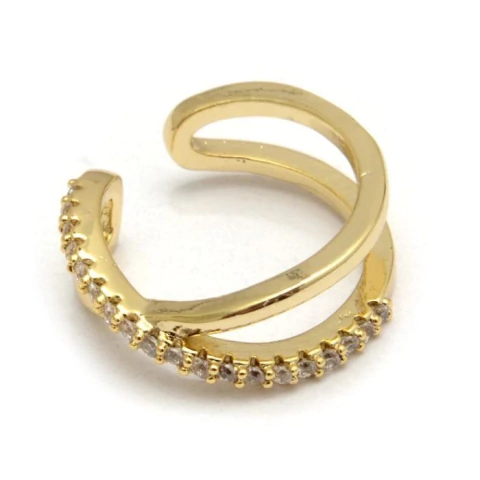 ARO CUFF CRUZADO CON CUBIC ACERO DORADO (A33979)