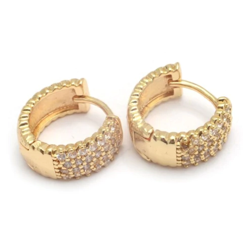 AROS CUBANO ITALIANO CON MICROPAVE 1,2 CM ACERO DORADO (A45840)