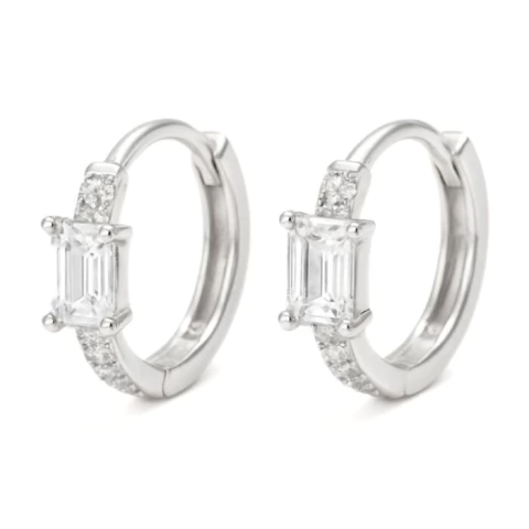 AROS CUBANO ITALIANO CON PUNTO DE LUZ 1,6 CM ACERO BLANCO (A45849)