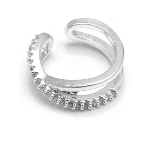 ARO CUFF CRUZADO CON CUBIC ACERO BLANCO (A33969)