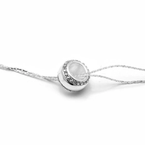 CADENA BARRITA CON CUBIC 40 A 45 CM ACERO BLANCO (C29960A)