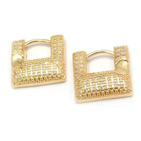 AROS CUBANO ITALIANO CUADRADO CUBIC 1,8 CM ACERO DORADO (A45734)