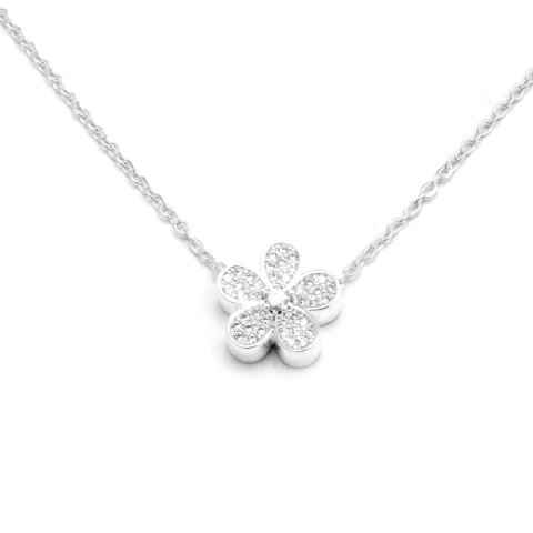 CADENA FLOR CON MICROPAVE 40 A 45 CM ACERO (C28687)