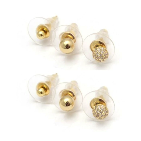 AROS SET X 3 FRUTILLA Y BOLITAS ACERO DORADO (A4160)