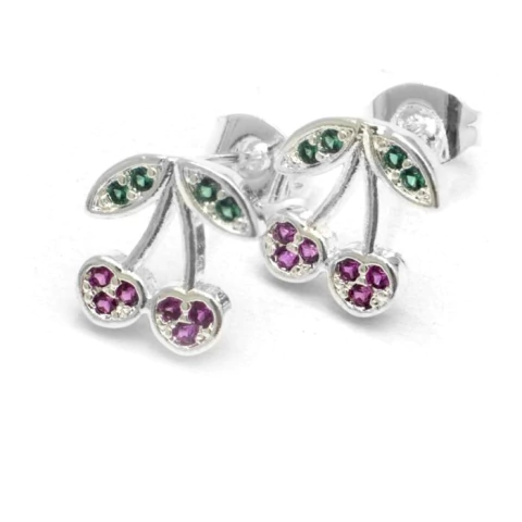 AROS CHERRY CON CUBIC ROJO 1 CM ACERO BLANCO (A20928F)