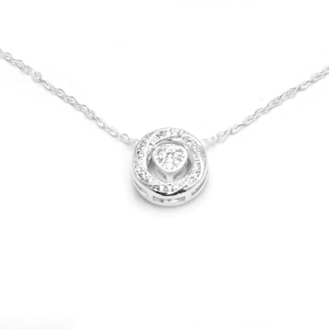 CADENA ESPIRAL CON CORAZON CUBIC 40 A 45 CM ACERO BLANCO (C29922)