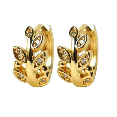 AROS CUBANO ITALIANO RAMITO CON CUBIC 1,5 CM ACERO DORADO (A45806)