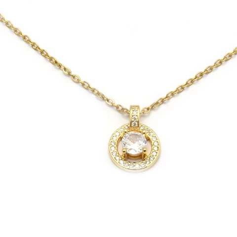 CADENA CIRCULO CON CUBIC 45 A 50 CM ACERO DORADO (C28619B)