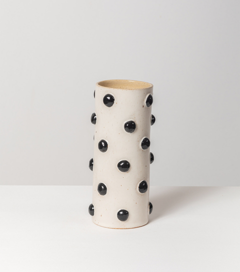 White Vase with Black Dots - buy online