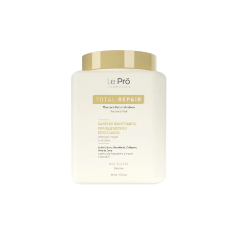 Máscara Reconstrutora Total Repair Cabelos Danificados ou Ressecados Le Pro Cosmetics 1kg