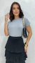 Conjunto: Blusa Cinza Manga Dobrada Básica Feminina + Saia Preta Plissada Feminina Babados Elástico Na Cintura E Forro na internet