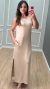 Vestido Bege Midi Regata Feminino - loja online