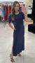 Vestido Azul Marinho Midi Com Manga - comprar online