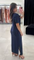Vestido Azul Marinho Midi Com Manga - loja online