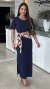 Vestido Azul Marinho Midi Com Manga na internet