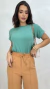 Calça Feminina Pantalona Em Crepe Com Elástico Bolsos Laterais