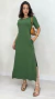 Vestido Feminino Midi Básico Em Moletinho Com Manga Soltinho Fenda E Bolso Lateral - loja online