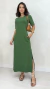 Vestido Feminino Midi Básico Em Moletinho Com Manga Soltinho Fenda E Bolso Lateral na internet