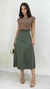 Saia Verde Feminina Midi Em Suede Com Fenda E Ziper Frontal - Spetaccolo Store