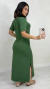 Vestido Feminino Midi Básico Em Moletinho Com Manga Soltinho Fenda E Bolso Lateral - comprar online