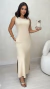 Vestido Bege Midi Regata Feminino - loja online