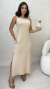 Vestido Bege Midi Regata Feminino - comprar online