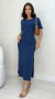Vestido Feminino Midi Básico Em Moletinho Com Manga Soltinho Fenda E Bolso Lateral