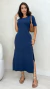 Vestido Azul Marinho Midi Com Manga - comprar online