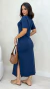 Vestido Azul Marinho Midi Com Manga - Spetaccolo Store