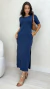 Vestido Azul Marinho Midi Com Manga - loja online