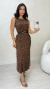 Vestido Animal Print Feminino Regata Midi