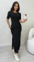 Imagem do Vestido Feminino Midi Básico Em Moletinho Com Manga Soltinho Fenda E Bolso Lateral