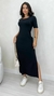Vestido Feminino Midi Básico Em Moletinho Com Manga Soltinho Fenda E Bolso Lateral - loja online